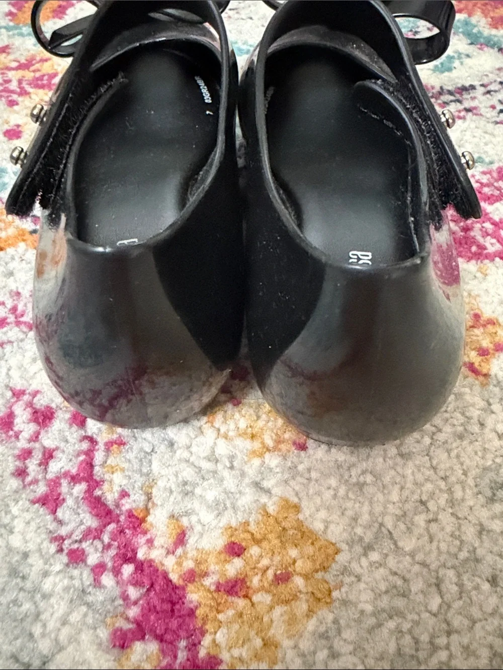 Mini Melissa Black Girls' Jelly Mary Jane with Bow Accent